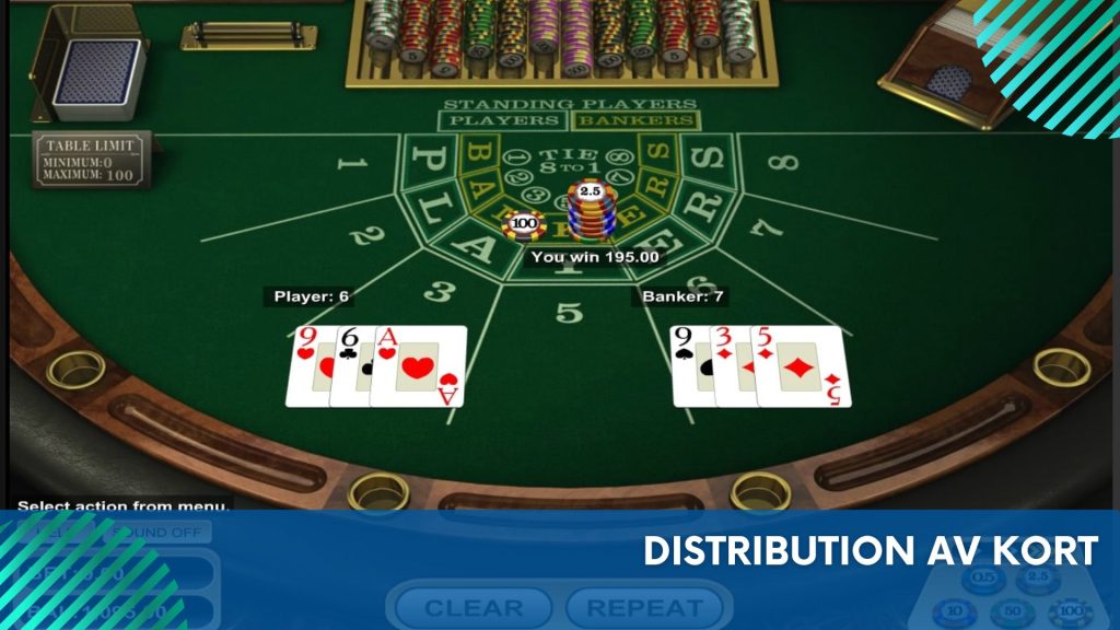 Distribution av kort Baccarat
