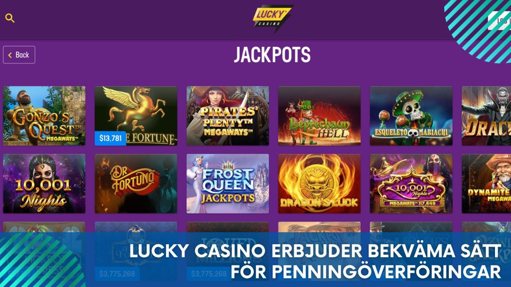 Lucky Casino erbjuder bekväma sätt för penningöverföringar