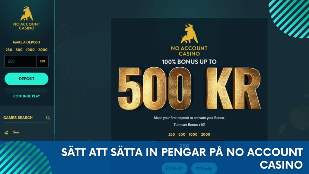 Sätt att sätta in pengar på No Account Casino